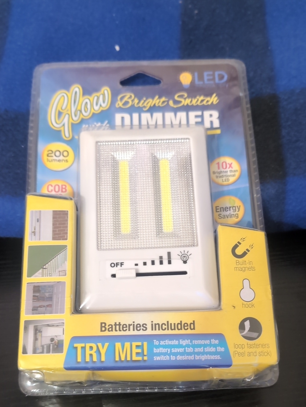 Bright Switch Dimmer Reading Light - White with Yellow LEDs